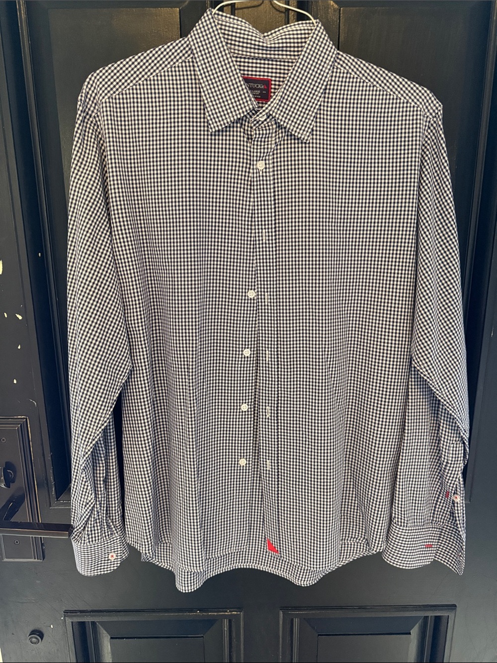 UNTUCKit Men's Small Gingham Check Shirt in Navy & White